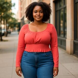 NWT Streetwear Society Pink/Coral Smocked Women's Blouse